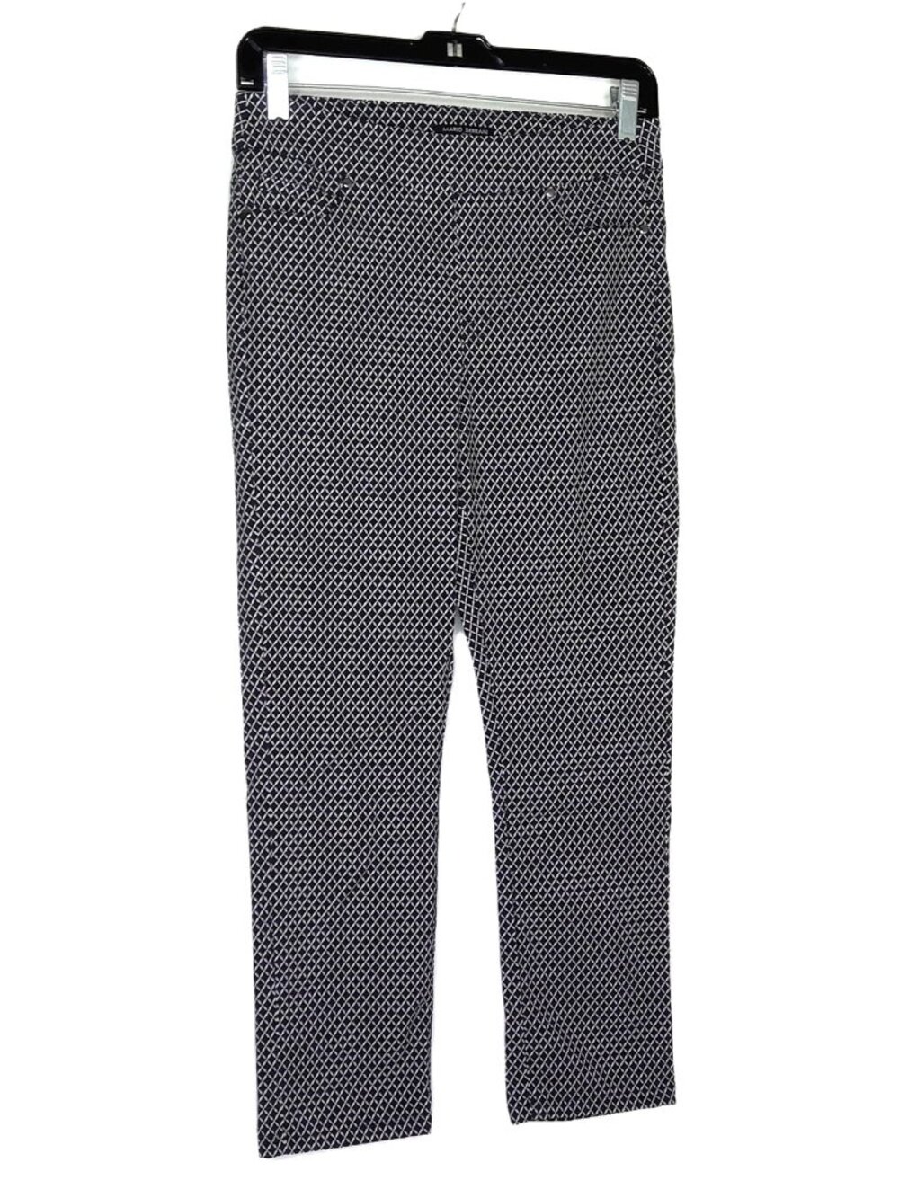 New Mario Serrani Italy Pants Black & White Lattice Print Stretch Ankle Pullon S